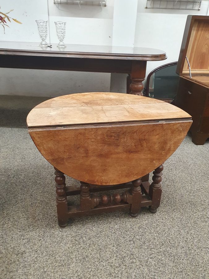 Antique Small Antique Edwardian Oak Gate Leg Coffee Table 