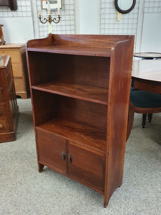 Antique Small Antique Arts & Crafts Oak Bookcase Cabinet 