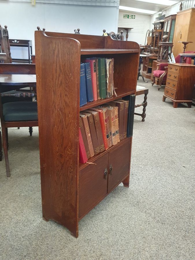 Antique Small Antique Arts & Crafts Oak Bookcase Cabinet 