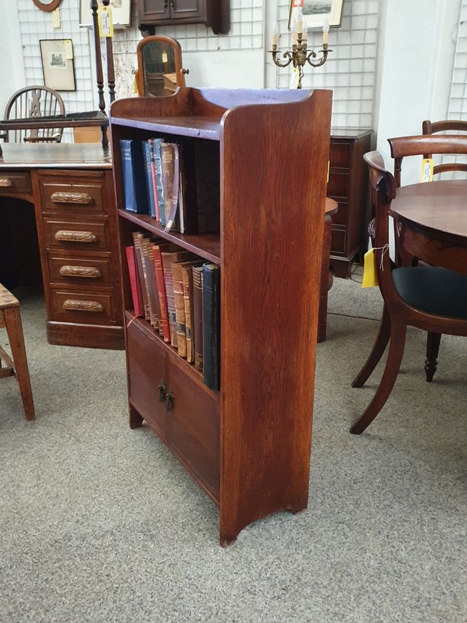 Antique Small Antique Arts & Crafts Oak Bookcase Cabinet 