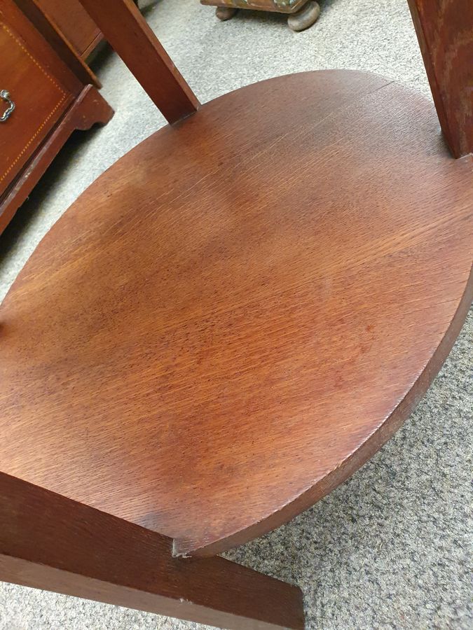 Antique Good Antique Oak 1930's Circular Art Deco Coffee Side Table 