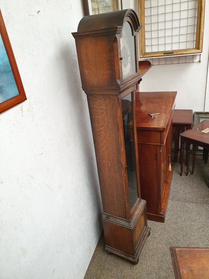 Antique Antique Edwardian Oak Grandmother Westminster Chiming Clock