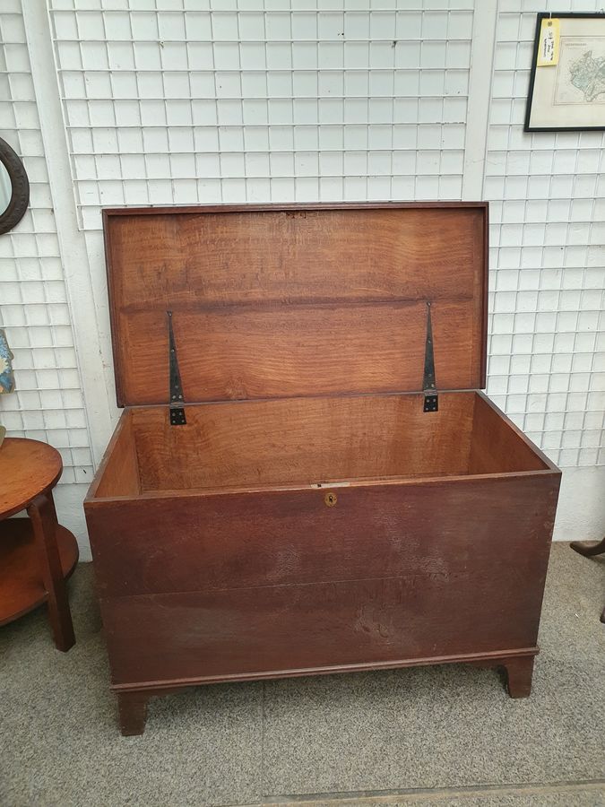 Antique Good Antique Georgian Oak Box Chest Coffer 