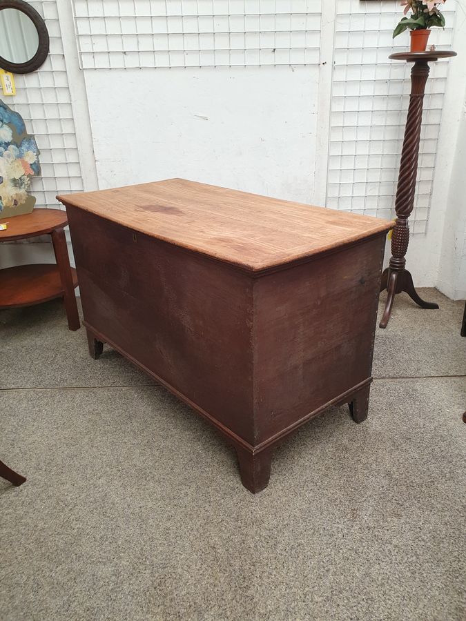 Antique Good Antique Georgian Oak Box Chest Coffer 