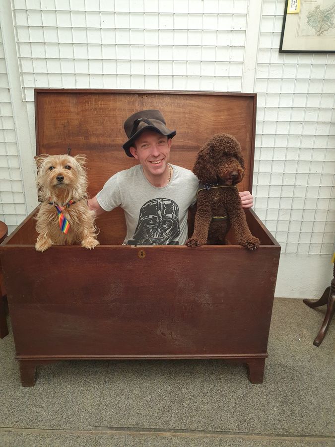 Antique Good Antique Georgian Oak Box Chest Coffer 