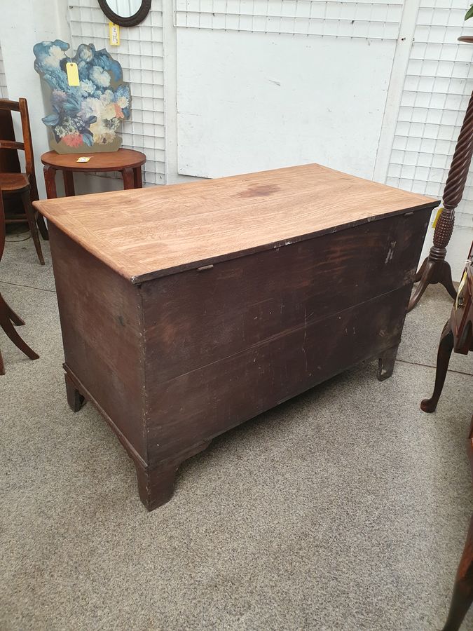 Antique Good Antique Georgian Oak Box Chest Coffer 