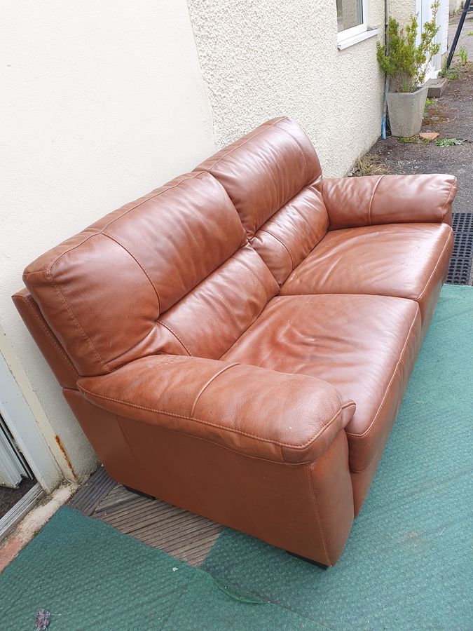 Antique Vintage Leather Settee Sofa 