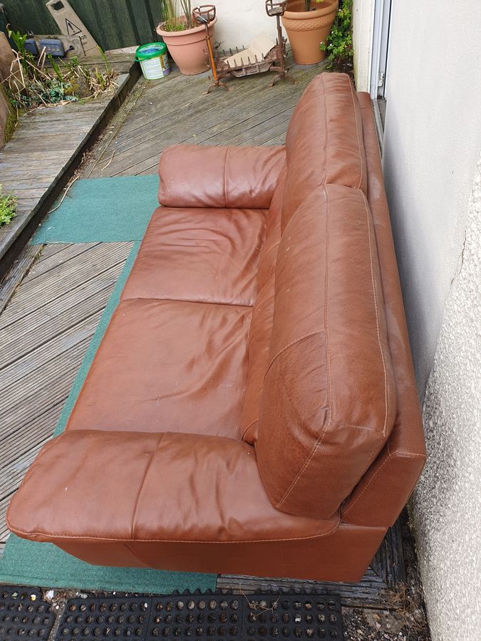 Antique Vintage Leather Settee Sofa 