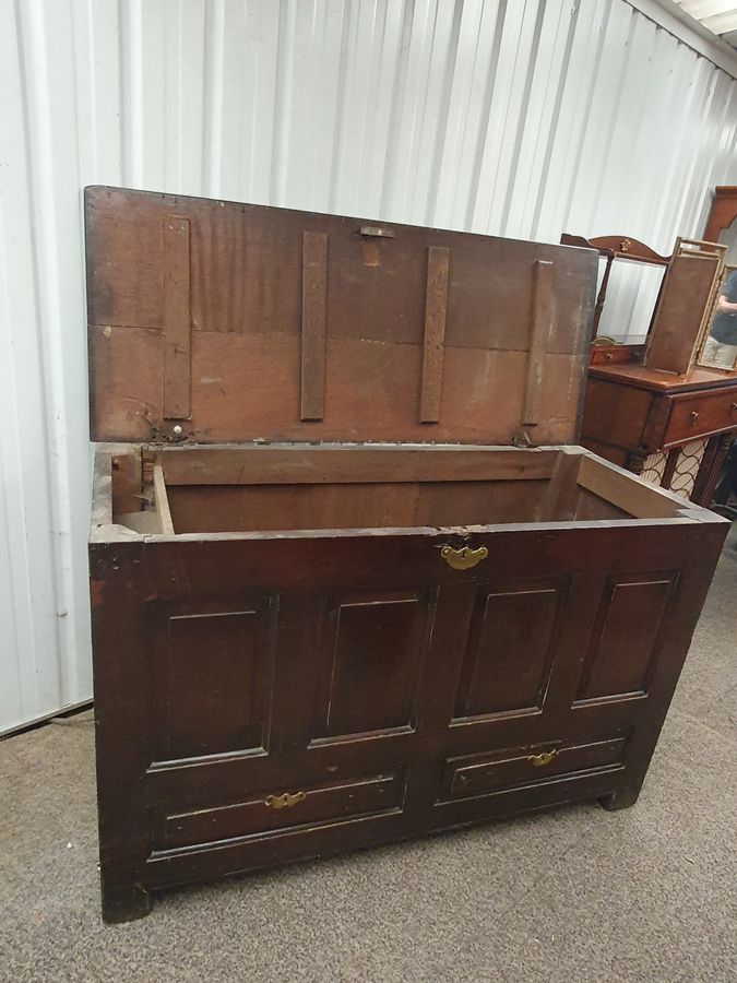 Antique Large Antique Georgian Oak Coffer Mule Chest Box