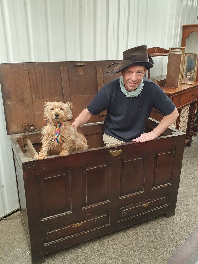 Antique Large Antique Georgian Oak Coffer Mule Chest Box