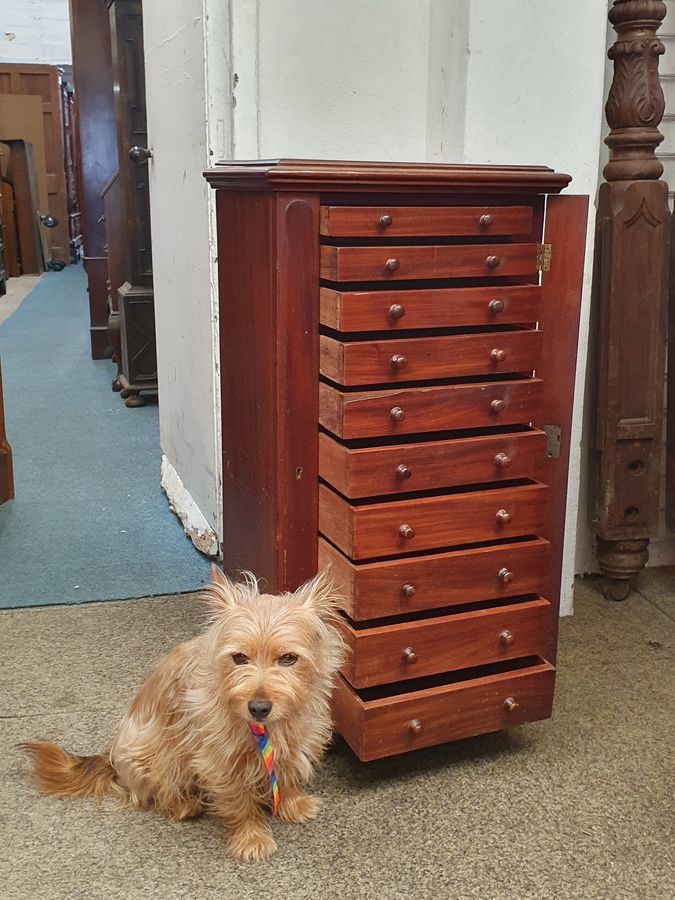 Antique Small Antique Victorian Wellington Chest of Drawers