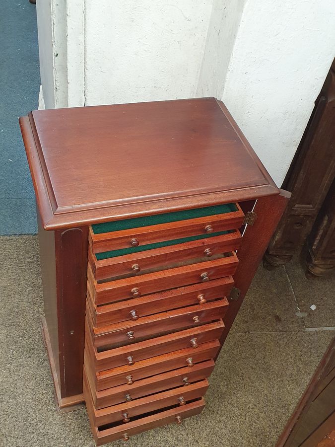 Antique Small Antique Victorian Wellington Chest of Drawers