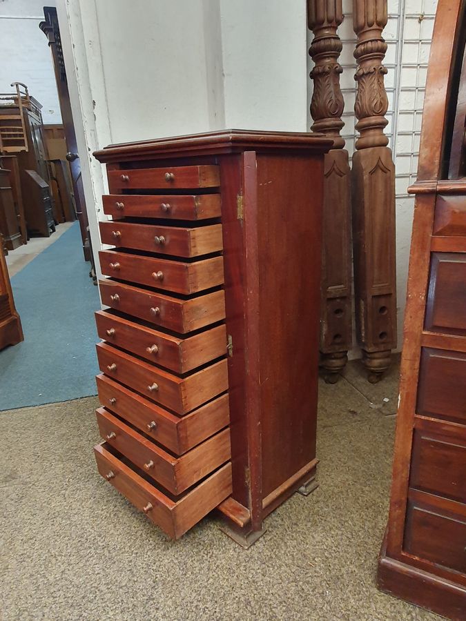 Antique Small Antique Victorian Wellington Chest of Drawers