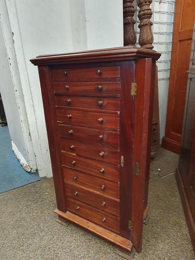 Antique Small Antique Victorian Wellington Chest of Drawers