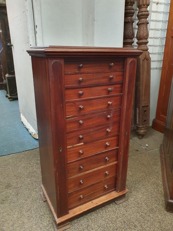 Antique Small Antique Victorian Wellington Chest of Drawers