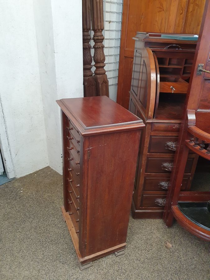 Antique Small Antique Victorian Wellington Chest of Drawers