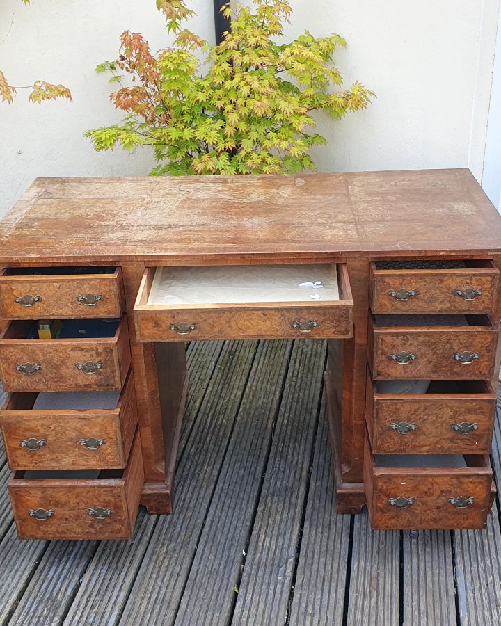 Antique Antique Edwardian Walnut Side Writing Dressing Table Desk 