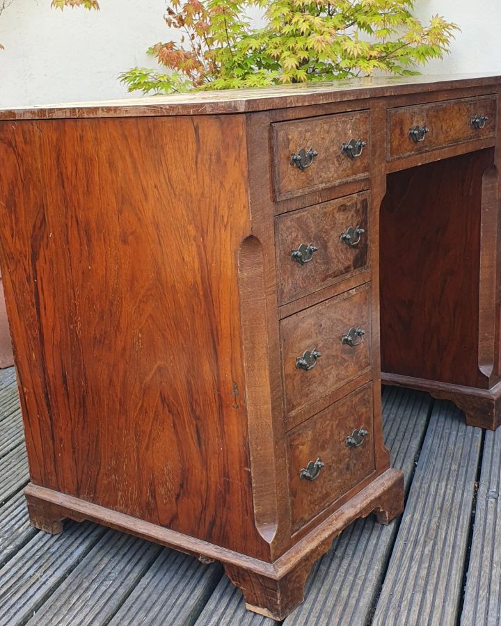 Antique Antique Edwardian Walnut Side Writing Dressing Table Desk 