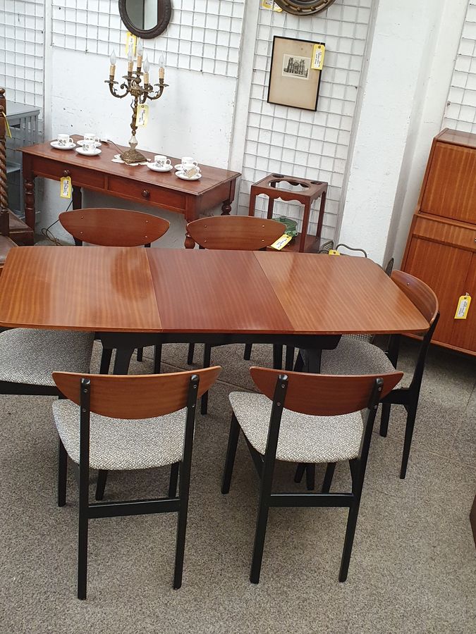 Antique Good Retro Nathan Dining Table 6 Chairs 