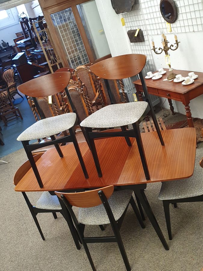 Antique Good Retro Nathan Dining Table 6 Chairs 