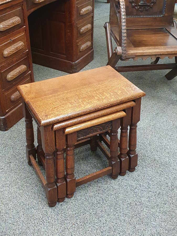 Good 1930's Solid Oak Nest of Tables