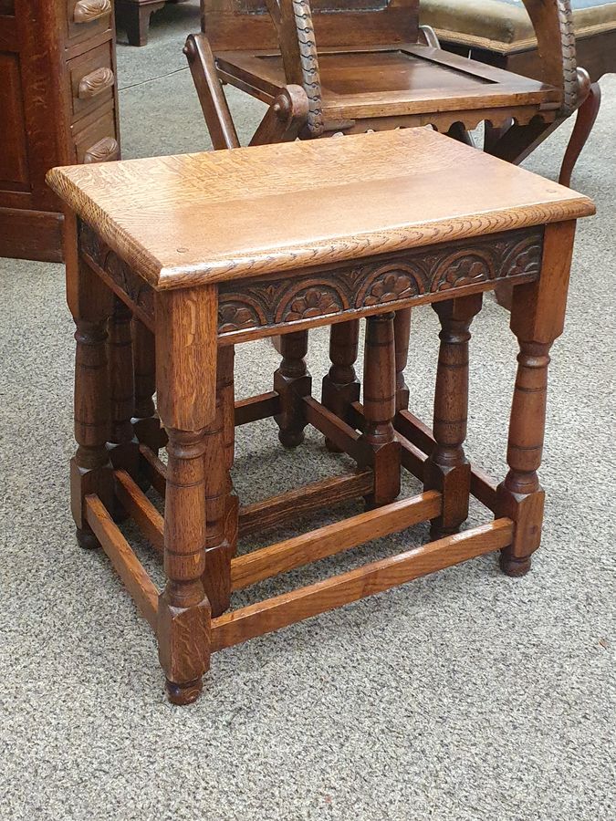 Antique Good 1930's Solid Oak Nest of Tables 