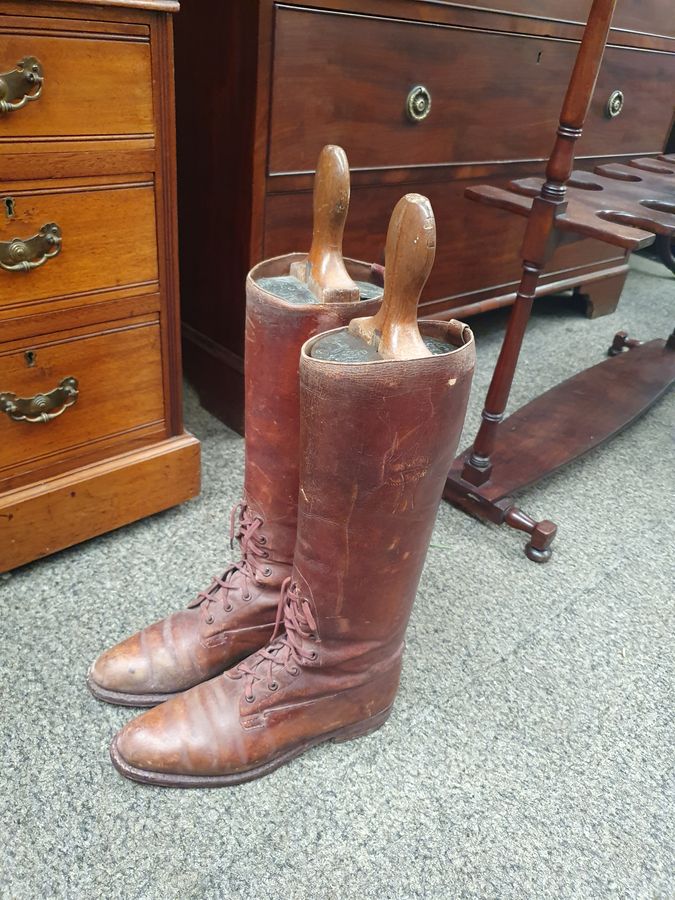 Antique Pair of Victorian Leather Horse Riding Boots