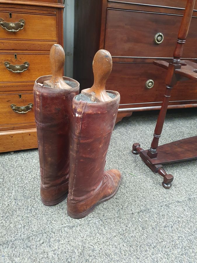 Antique Antique Pair of Victorian Leather Horse Riding Boots 