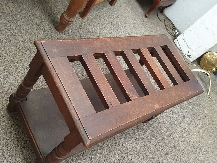 Antique Antique Oak Luggage Stand 