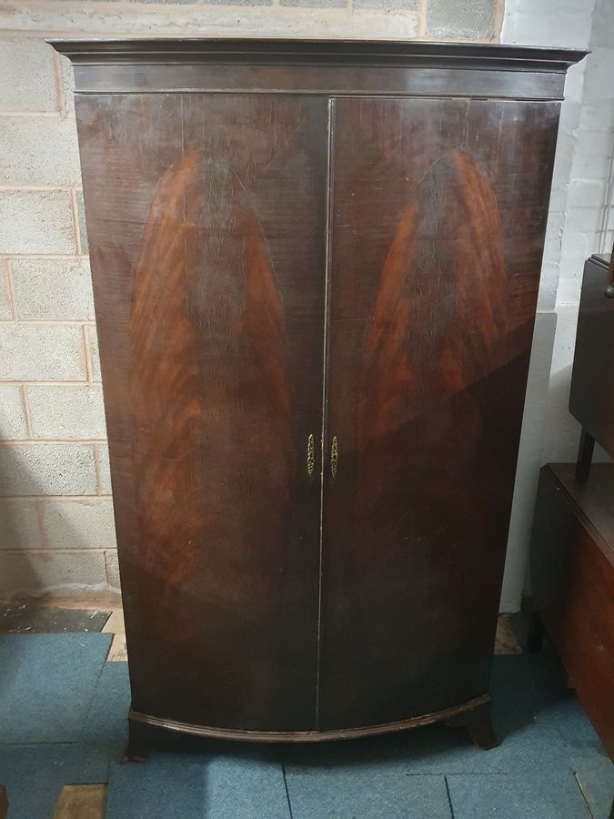 Antique Antique Edwardian Bow Front Two Door Wardrobe 