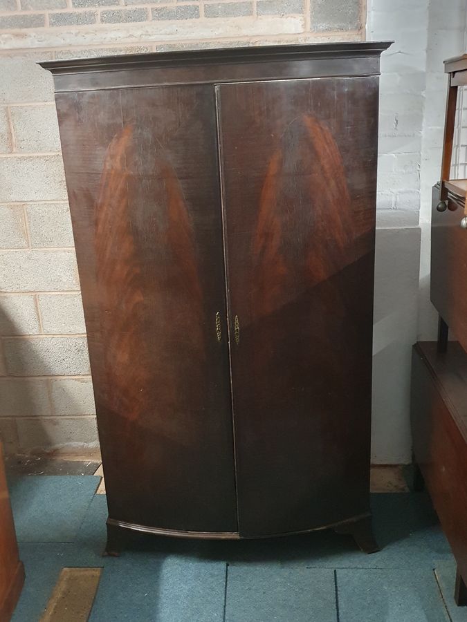 Antique Antique Edwardian Bow Front Two Door Wardrobe 