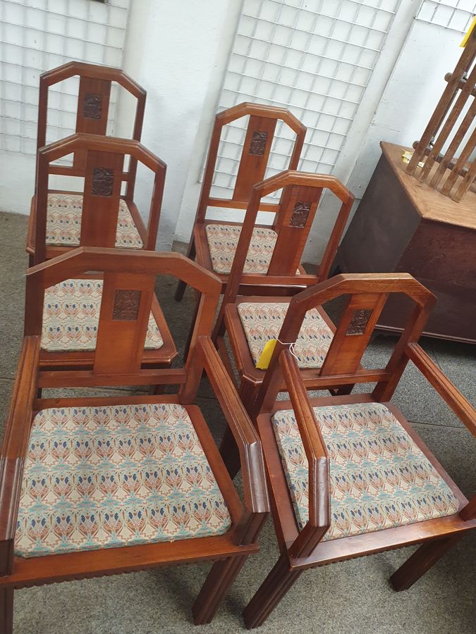 Antique Good Antique Art Deco 1930's Set of Six Dining Chairs 