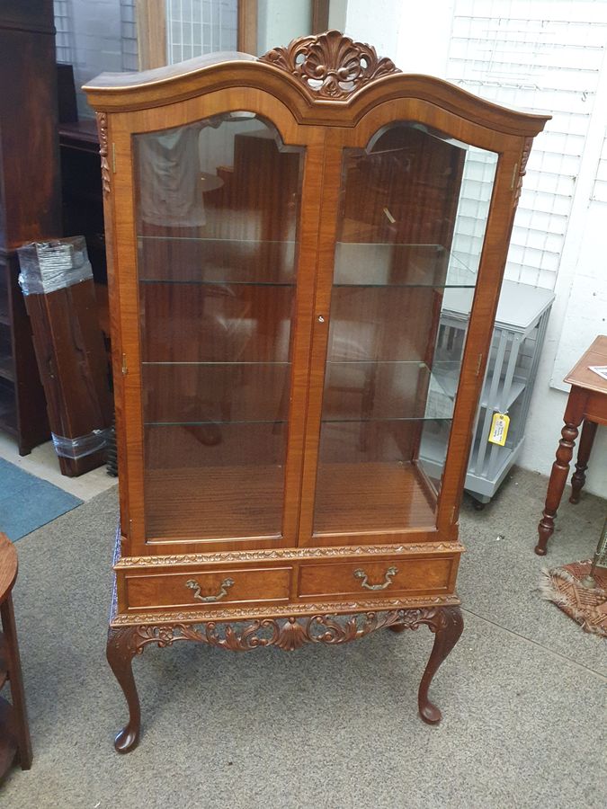 Good 1930's Walnut Glass Display Cabinet