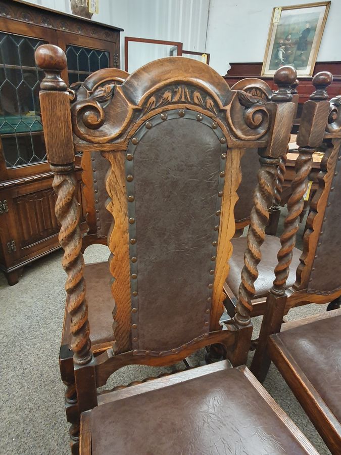 Antique Antique Set of 4 Edwardian Oak Dining Chairs 