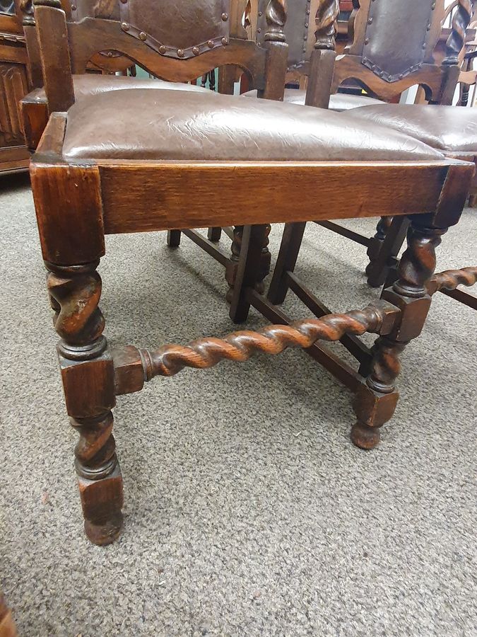 Antique Antique Set of 4 Edwardian Oak Dining Chairs 