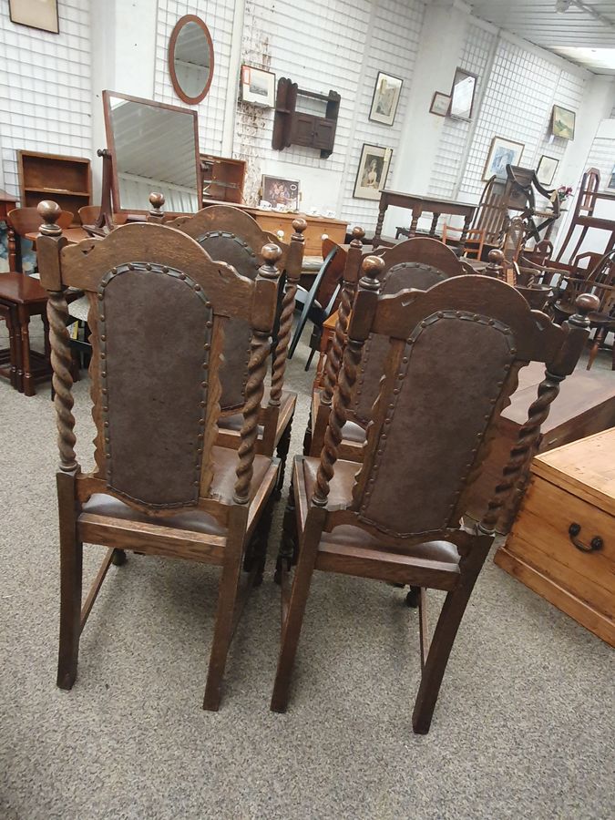 Antique Antique Set of 4 Edwardian Oak Dining Chairs 