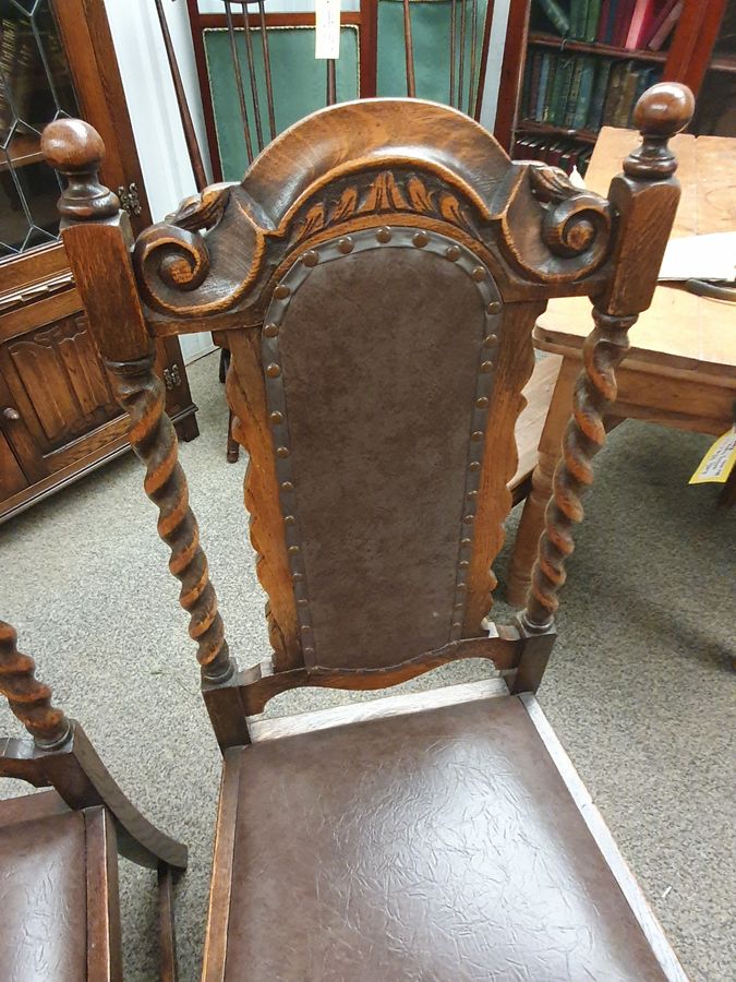 Antique Antique Set of 4 Edwardian Oak Dining Chairs 