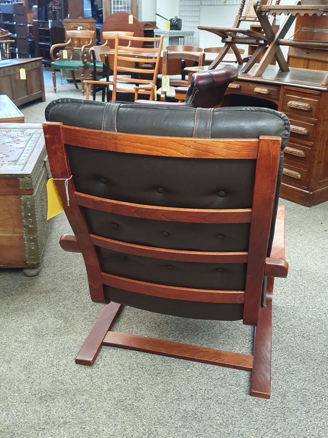 Antique Good Midcentury Danish Armchair Leather Chair