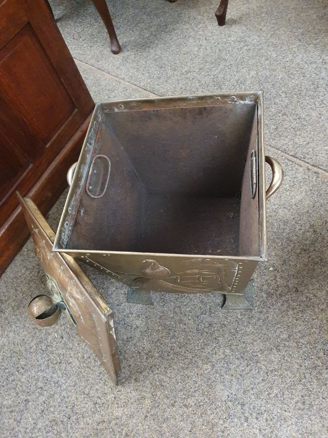 Antique Good Arts & Crafts Coal Log Bin 