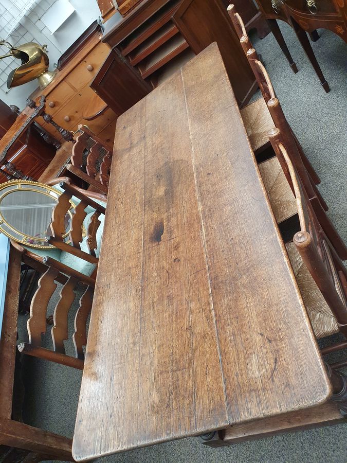 Antique Good Antique Oak Refectory Dining Table Seats 8