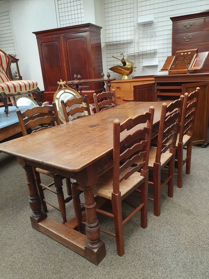 Antique Good Antique Oak Refectory Dining Table Seats 8