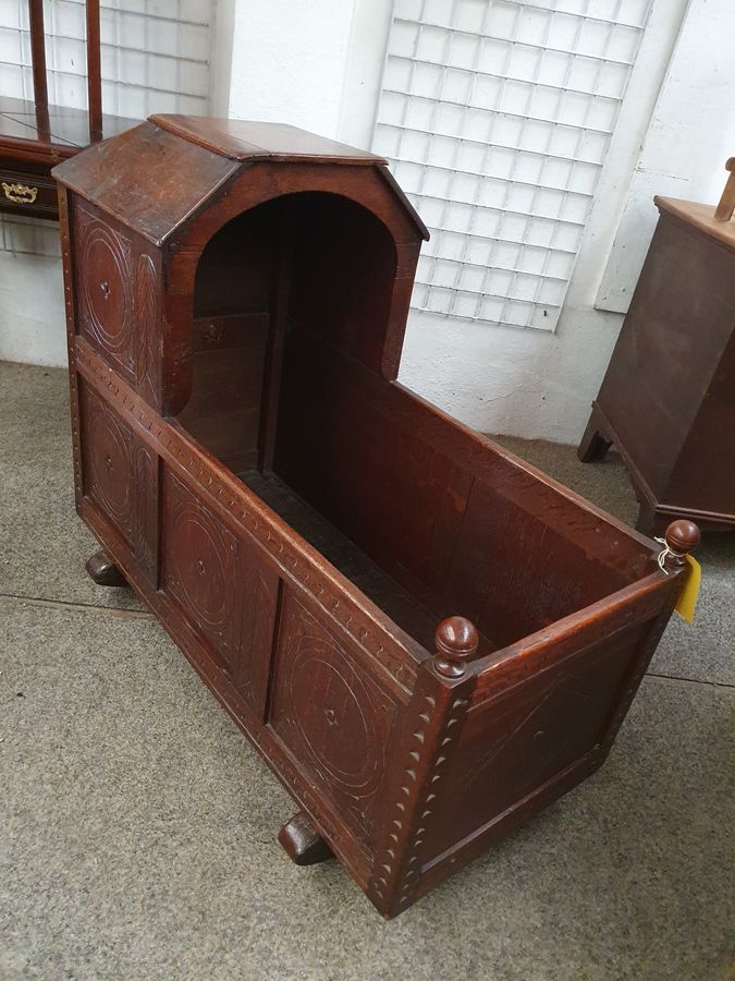 Antique Victorian Baby Rocking Cradle Cot Bed