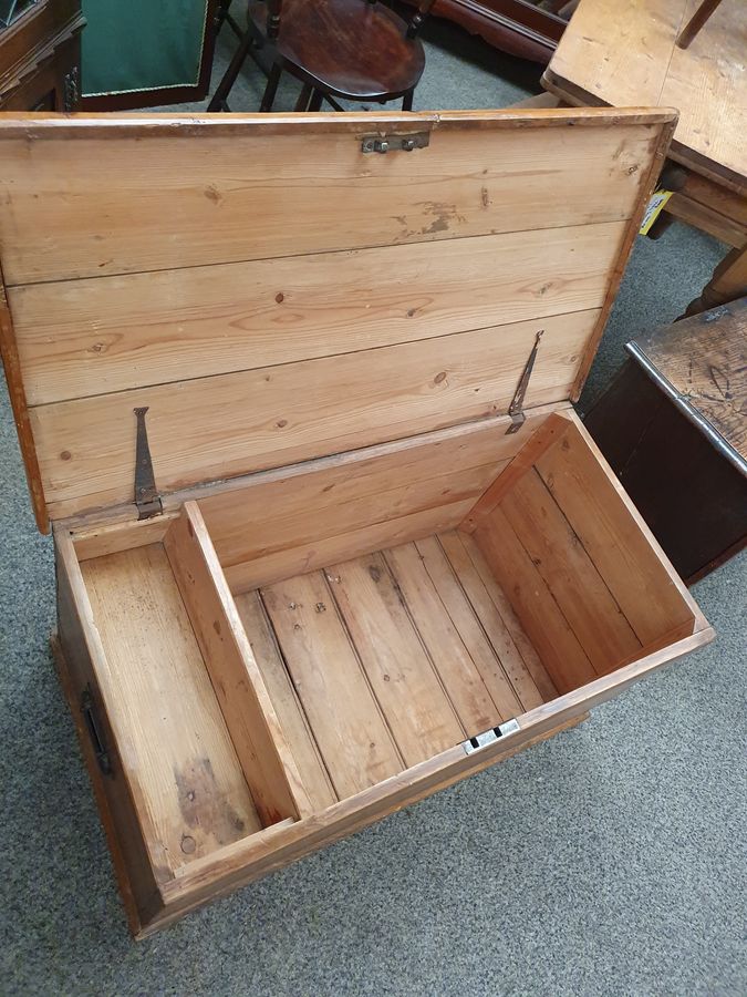 Antique Good Edwardian Pine Box Trunk Table Chest