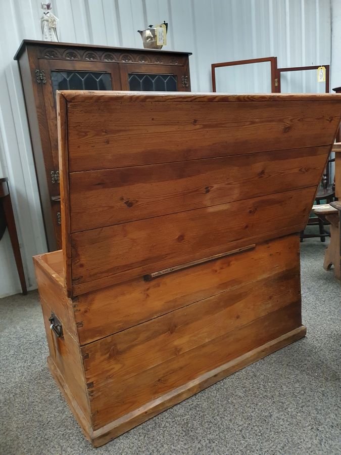 Antique Good Edwardian Pine Box Trunk Table Chest