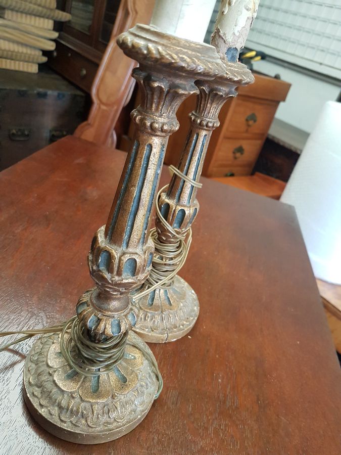 Antique Pair of Antique Table Light Lamps 