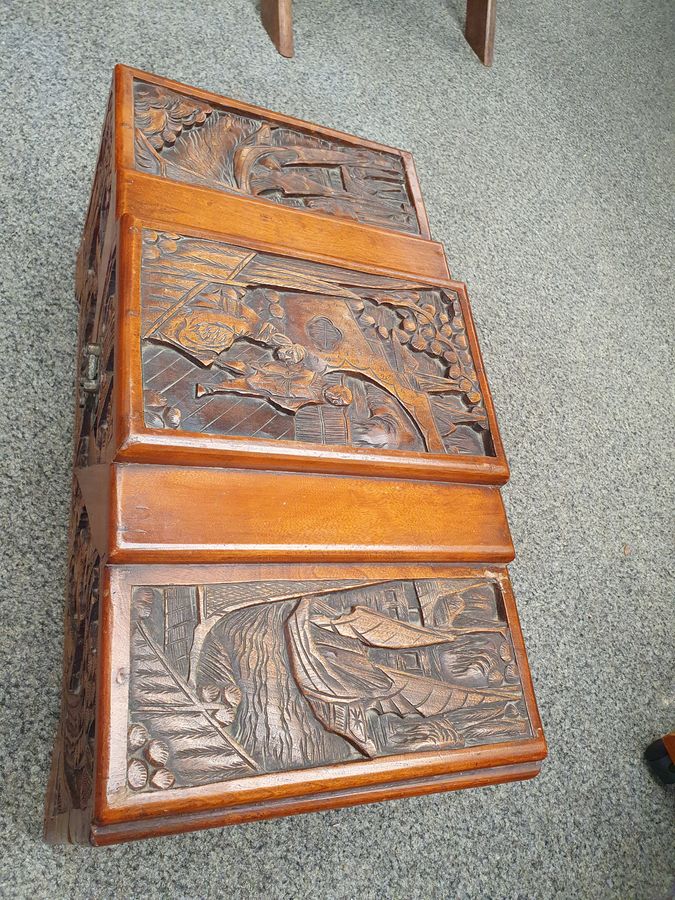 Antique Small Antique Chinese Camphor Wood Box Chest 