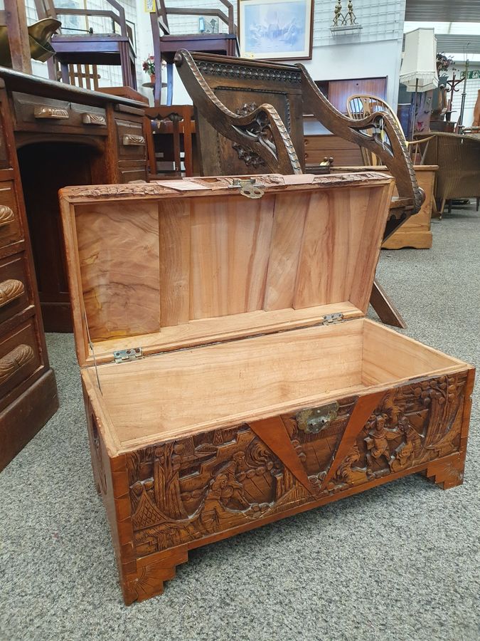 Antique Small Antique Chinese Camphor Wood Box Chest 