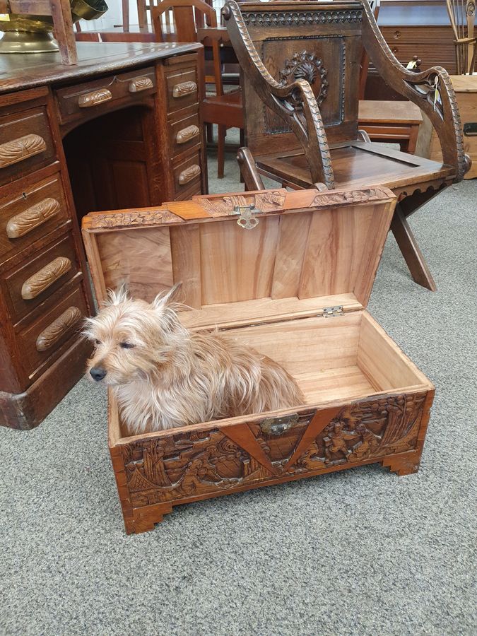 Antique Small Antique Chinese Camphor Wood Box Chest 