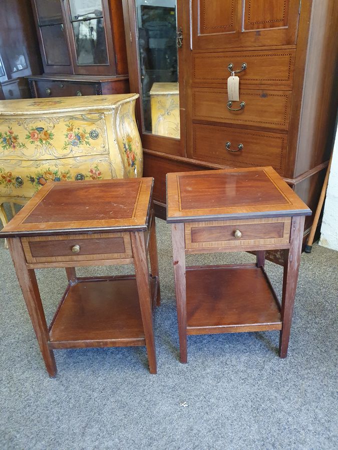 Pair of Antique Style Lamp Bedside Side Tables