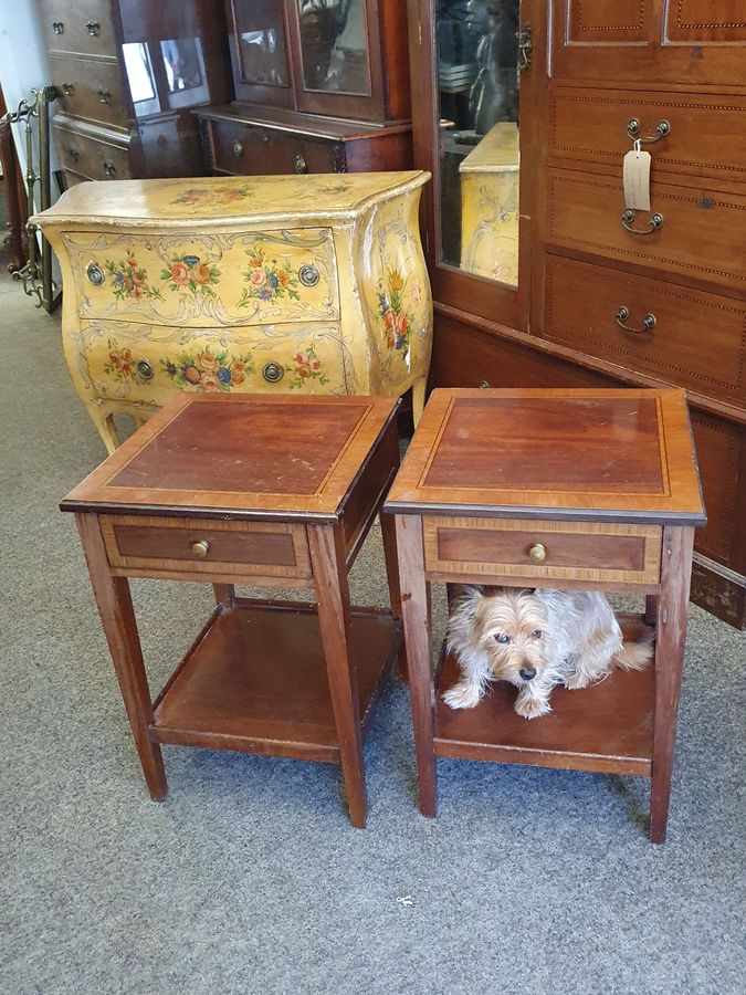 Antique Pair of Antique Style Lamp Bedside Side Tables 